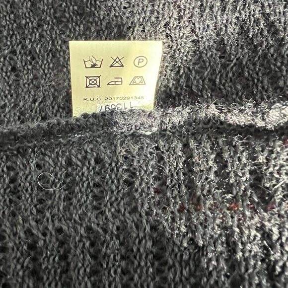 MFH Knits Sweater Womens Medium Black 100% Baby‎ Alpaca Multicolor Open Knit Top - Picture 13 of 13